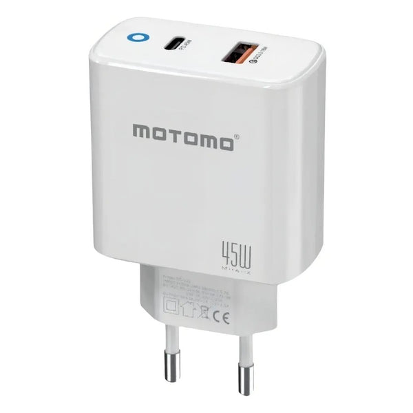 Cargador De Pared Qc 18w Cr45w Pd A C 45w Tipo C Motomo Cr45 Color Blanco
