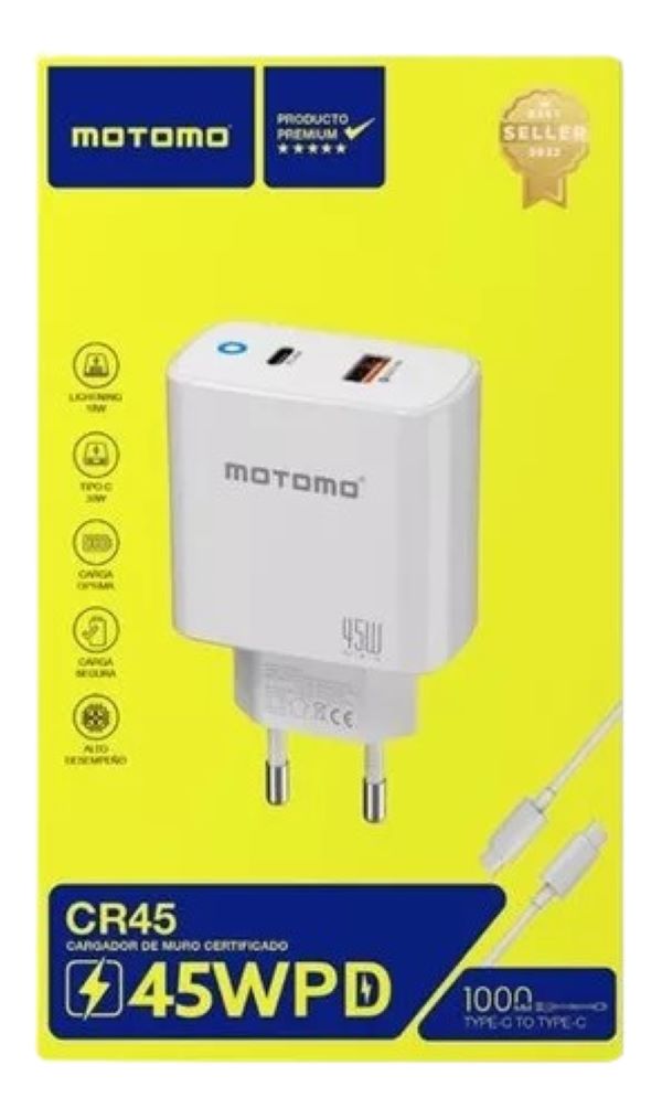 Cargador CR46 Carga Rápida  45w Tipo C Motomo  Color Blanco