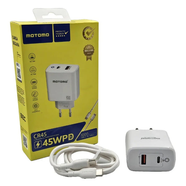 Cargador De Pared Qc 18w Cr45w Pd A C 45w Tipo C Motomo Cr45 Color Blanco
