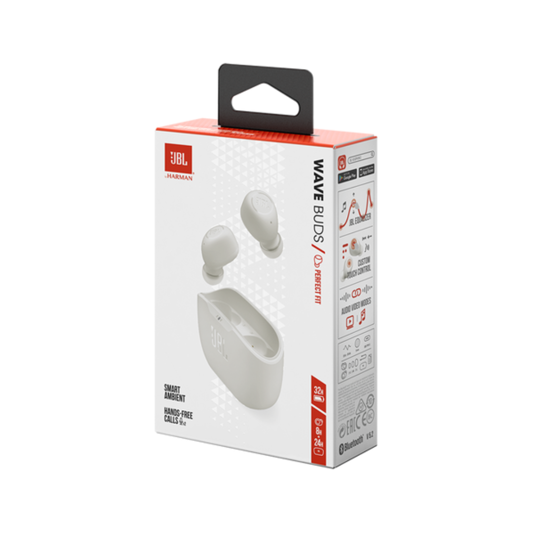 Audífonos JBL Inalámbricos Wave Buds Color Blanco