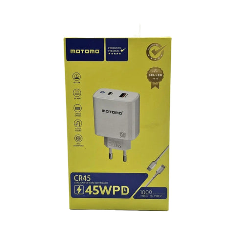 Cargador De Pared Qc 18w Cr45w Pd A C 45w Tipo C Motomo Cr45 Color Blanco