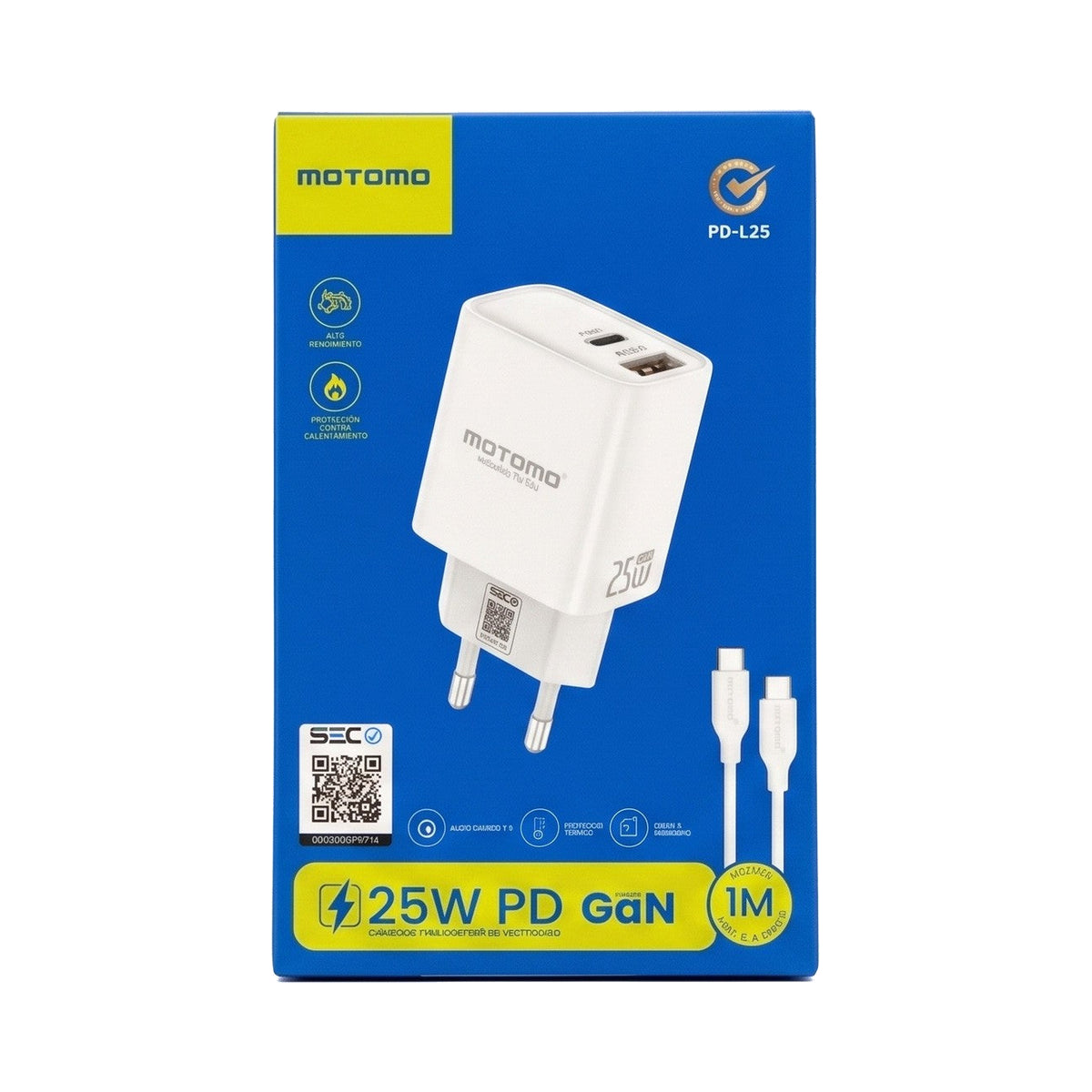 CARGADOR MOTOMO 25W DUAL TIPO C