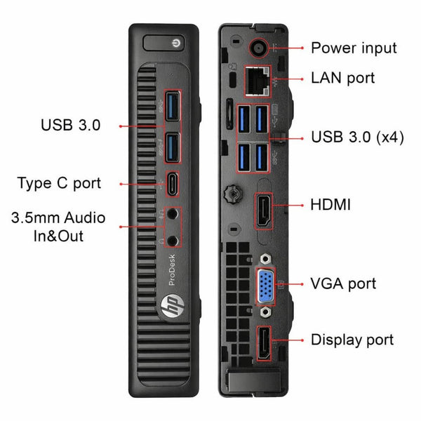 Micro CPU HP ProDesk 600 G2 (WIFI) - Core I5 - 8Gb - 128Gb + 500Gb Reacondicionado
